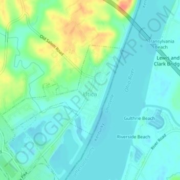 Carte topographique Utica, altitude, relief