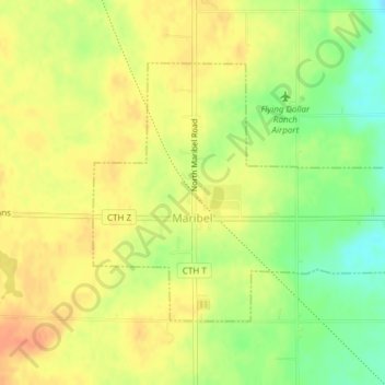 Carte topographique Maribel, altitude, relief