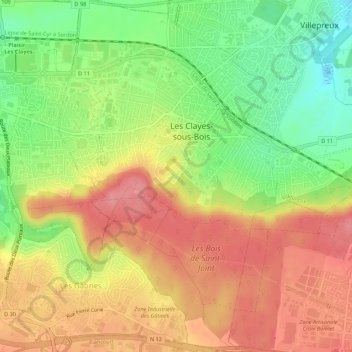 Carte topographique 78340, altitude, relief