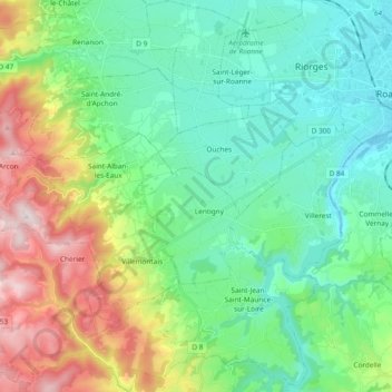 Carte topographique 42155, altitude, relief