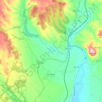 Carte topographique Humanes, altitude, relief