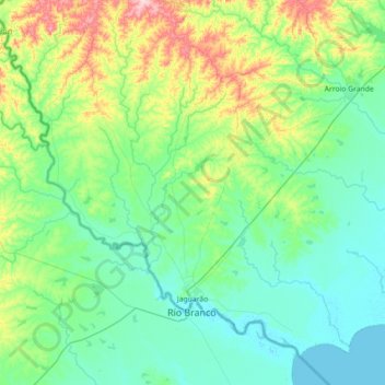 Carte topographique Jaguarão, altitude, relief