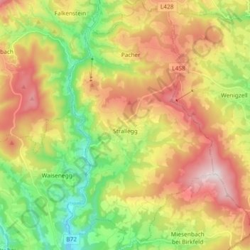 Carte topographique Strallegg, altitude, relief