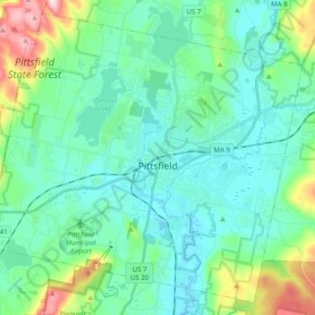Carte topographique Pittsfield, altitude, relief