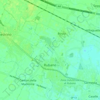 Carte topographique Rubano, altitude, relief