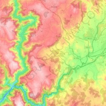 Carte topographique Pantón, altitude, relief