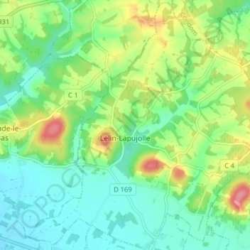 Carte topographique Lelin-Lapujolle, altitude, relief