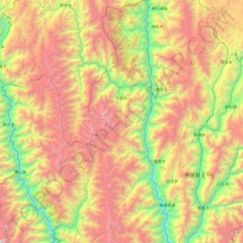 Carte topographique Yangla, altitude, relief