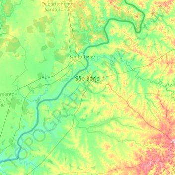 Carte topographique São Borja, altitude, relief