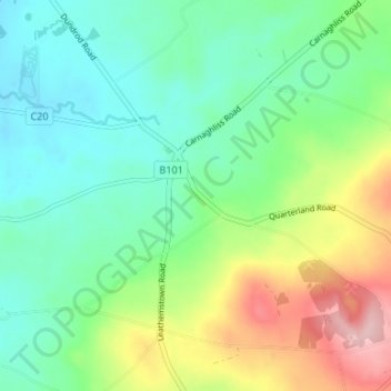 Carte topographique Dundrod, altitude, relief