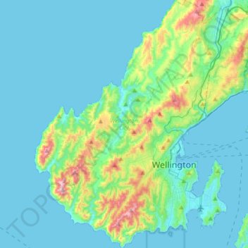 Carte topographique Wellington City, altitude, relief