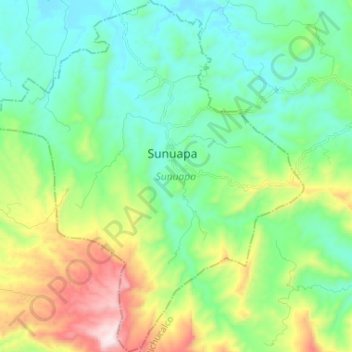 Carte topographique Sunuapa, altitude, relief