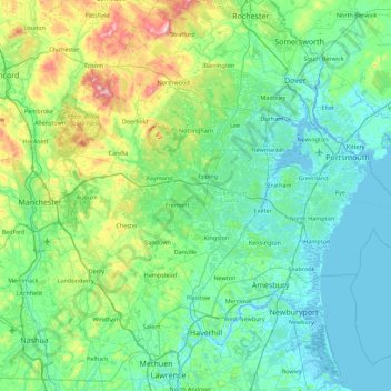 Carte topographique Rockingham County, altitude, relief