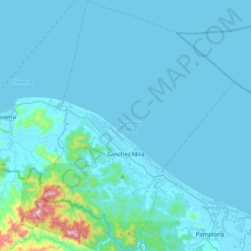 Carte topographique Sanchez Mira, altitude, relief