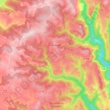 Carte topographique Labrousse, altitude, relief