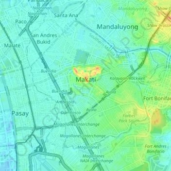 Carte topographique Makati, altitude, relief