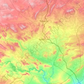 Carte topographique Hellín, altitude, relief