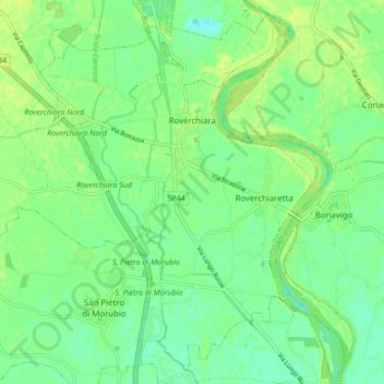 Carte topographique Roverchiara, altitude, relief