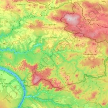 Carte topographique Kirnitzschtal, altitude, relief