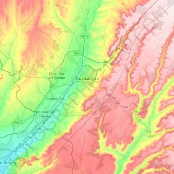 Carte topographique Guadalajara, altitude, relief