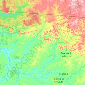 Carte topographique Novo Mundo, altitude, relief