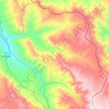 Carte topographique Chisquilla, altitude, relief