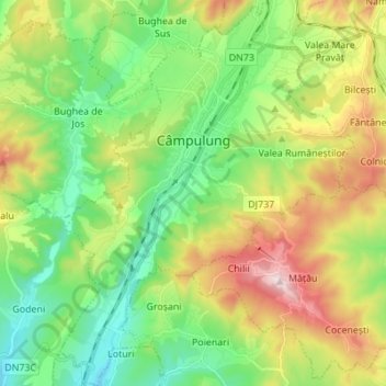 Carte topographique Câmpulung, altitude, relief