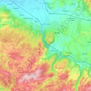 Carte topographique Vadu Crișului, altitude, relief