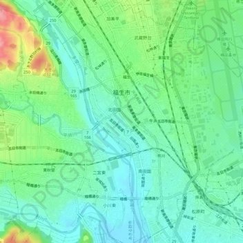 Carte topographique Tokyo, altitude, relief