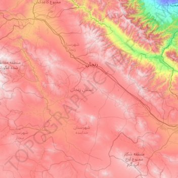 Carte topographique Zanjan Province, altitude, relief