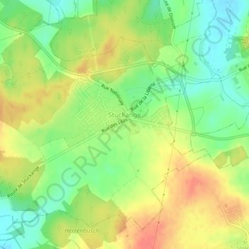 Carte topographique Stuckange, altitude, relief