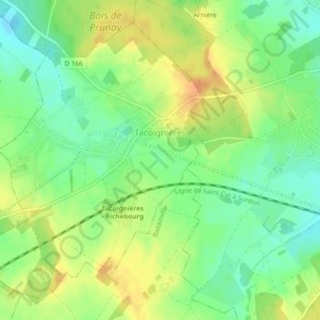 Carte topographique Tacoignières, altitude, relief