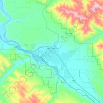 Carte topographique Swan Valley, altitude, relief