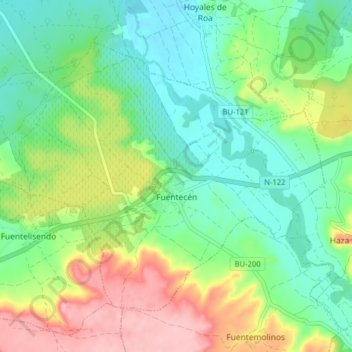 Carte topographique Fuentecén, altitude, relief