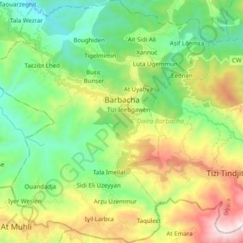 Carte topographique Barbacha, altitude, relief