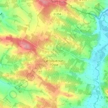 Carte topographique Larroque-sur-l'Osse, altitude, relief
