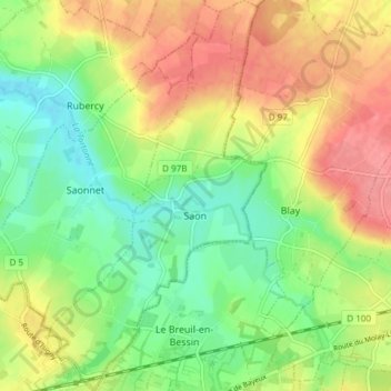Carte topographique Saon, altitude, relief