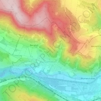 Carte topographique Dättlikon, altitude, relief