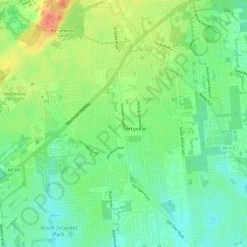 Carte topographique Terryville, altitude, relief