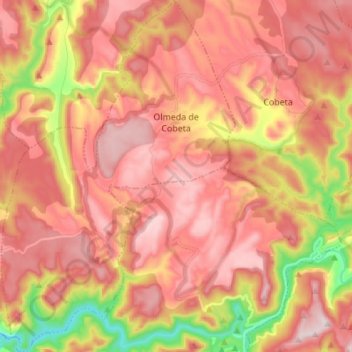 Carte topographique Olmeda de Cobeta, altitude, relief