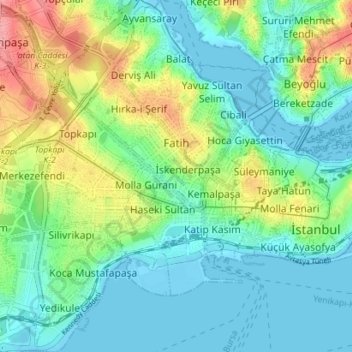 Carte topographique Fatih, altitude, relief