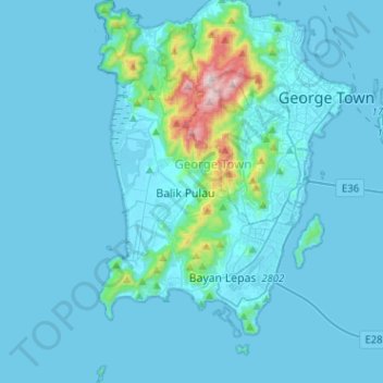 Carte topographique Barat Daya, altitude, relief