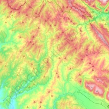 Carte topographique Pietralunga, altitude, relief