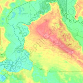 Carte topographique Renmark Paringa Council, altitude, relief