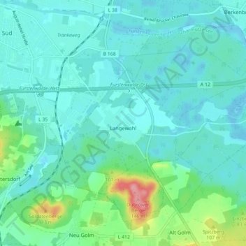 Carte topographique Langewahl, altitude, relief