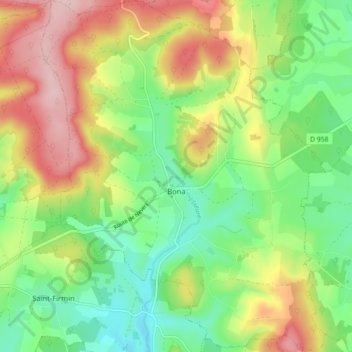 Carte topographique Bona, altitude, relief