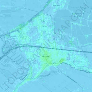 Carte topographique Gouda, altitude, relief