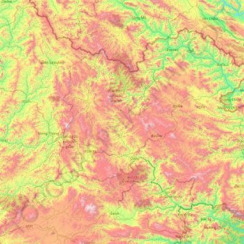 Carte topographique Province de Houaphan, altitude, relief