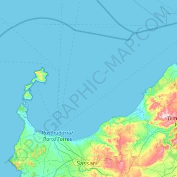 Carte topographique Golfo dell'Asinara, altitude, relief