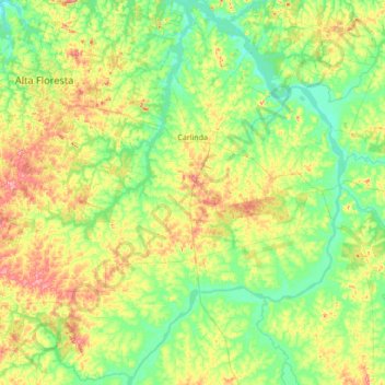 Carte topographique Carlinda, altitude, relief